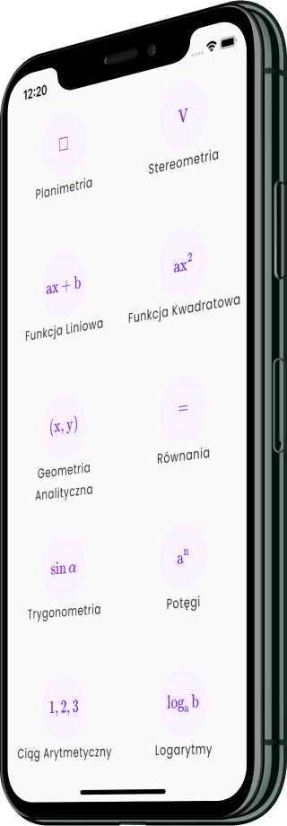 Wszystkie działy matematyczne w aplikacji matematyka gryzie.