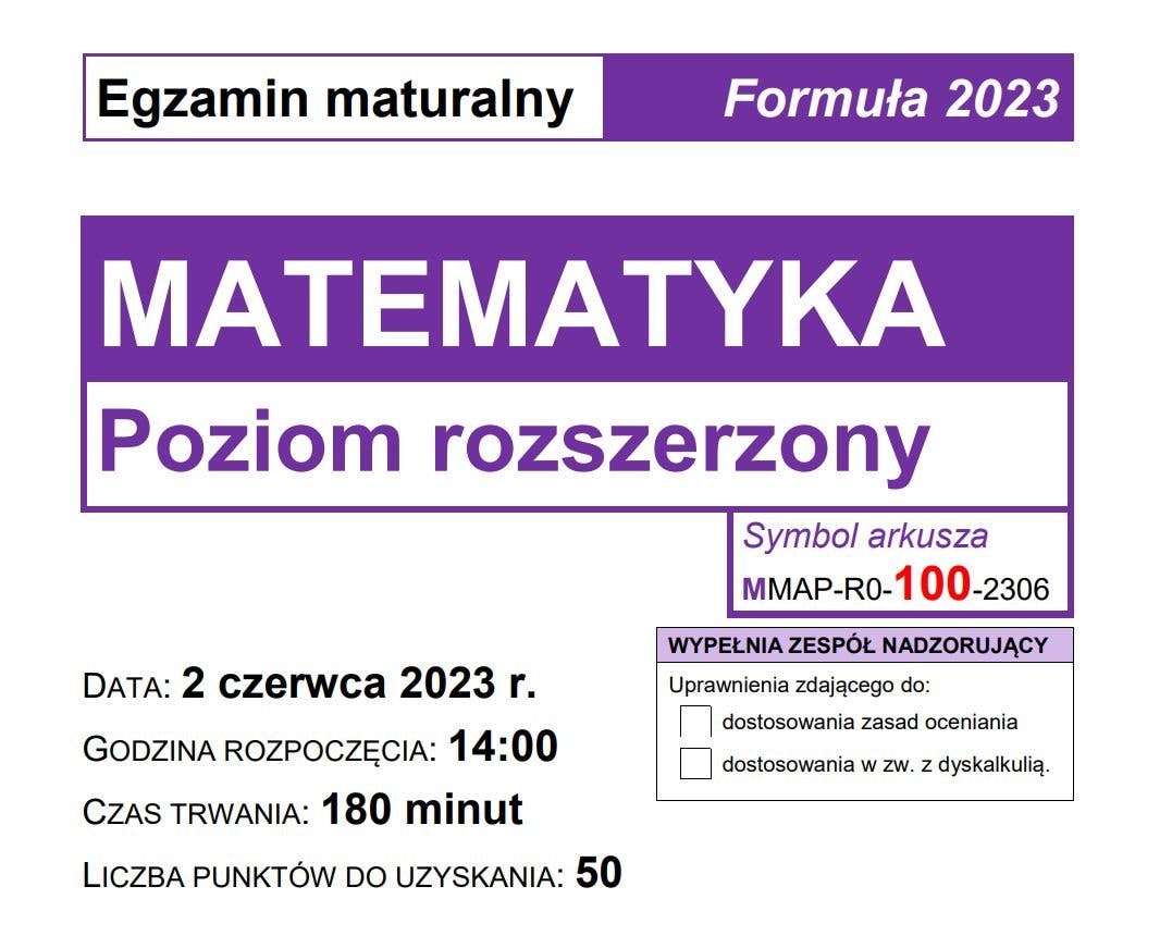 Obrazek dla artykułu pod tytułem Matura 2023 czerwiec matematyka rozszerzona CKE formuła 2023 - odpowiedzi i rozwiązania