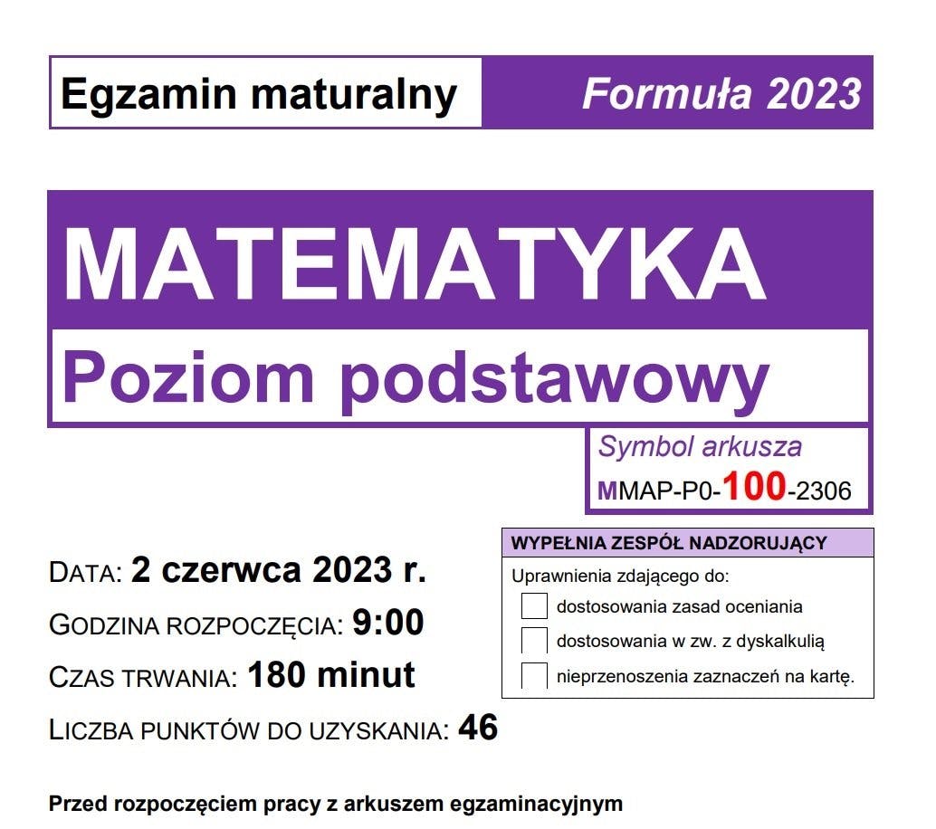 Obrazek dla artykułu pod tytułem Matura 2023 czerwiec matematyka podstawowa CKE formuła 2023  odpowiedzi i rozwiązania