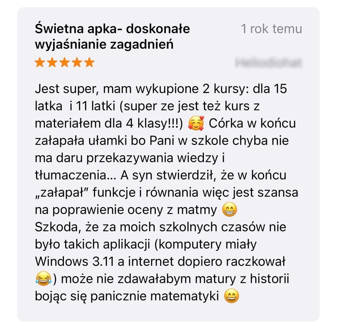 Opinia rodzica: dwa kursy dla dzieci, super że jest też kurs dla klasy 4