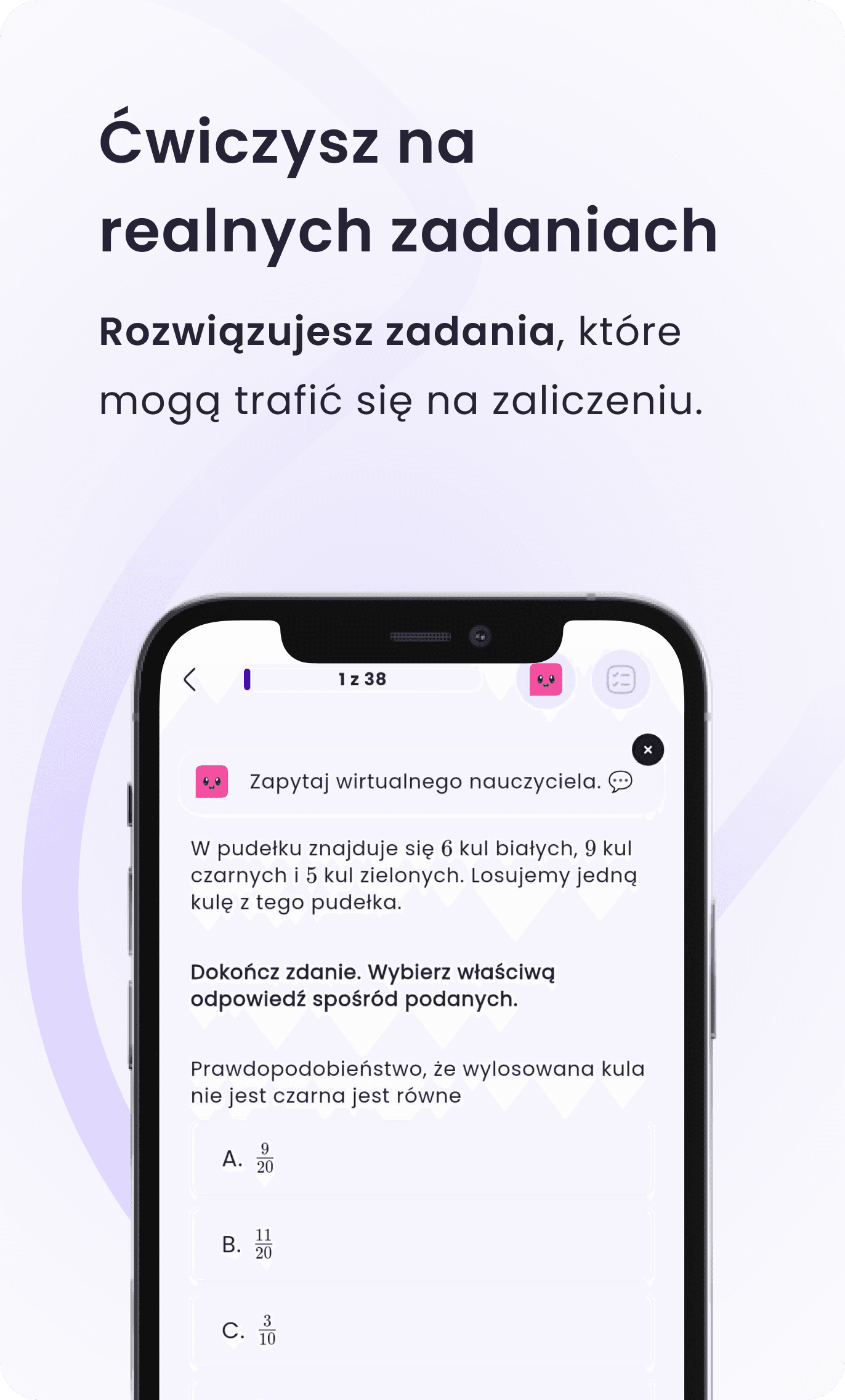 Ćwiczysz na realnych zadaniach, które mogą trafić się na zaliczeniu.