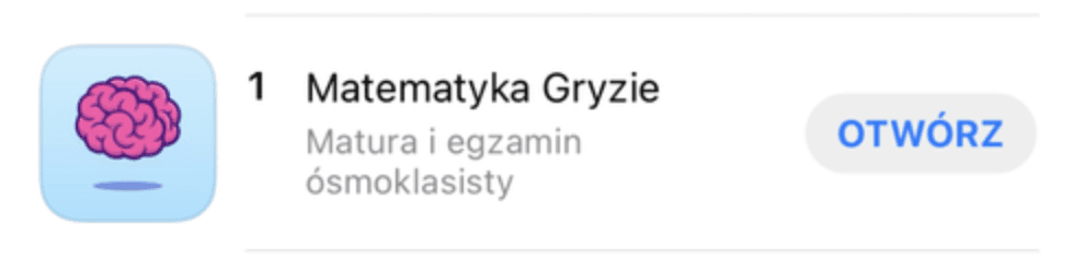 Aplikacja Matematyka Gryzie - ranking App Store