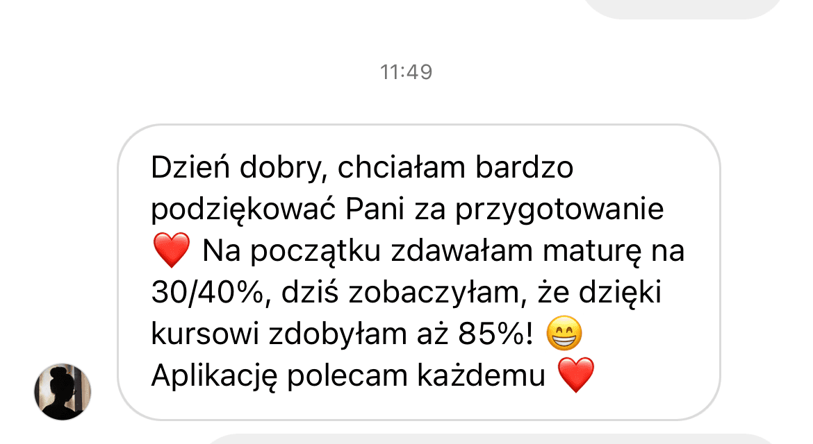 Natalia - z 30% do 85% na maturze