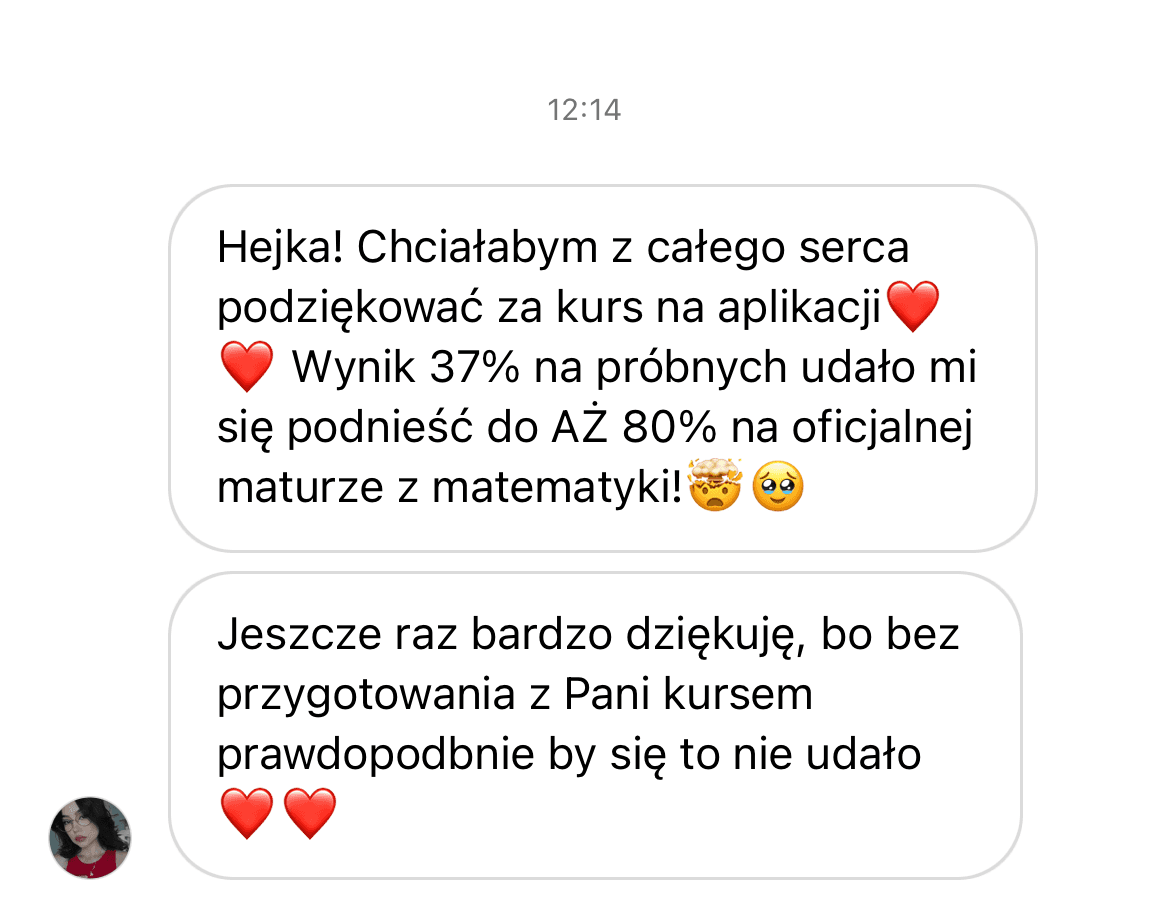 Oliwia - matura na 80% (z 37%) z Matematyka Gryzie
