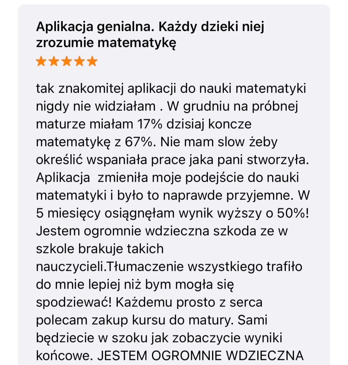Opinia maturzystki - z 17% do 67% na maturze