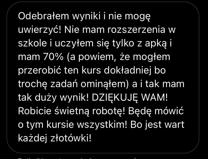Opinia maturzysty - 70% z rozszerzonej, bez rozszerzenia w szkole
