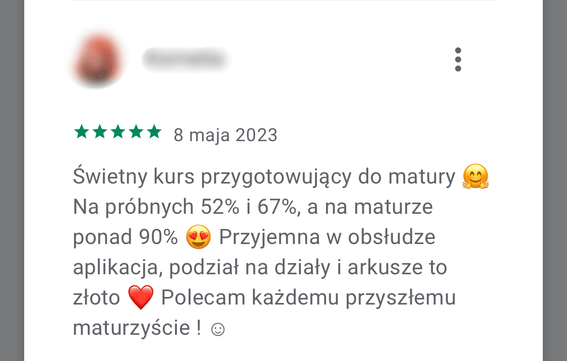 Opinia maturzystki - z 52% i 67% próbnych do ponad 90% na rozszerzonej